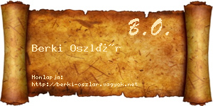 Berki Oszlár névjegykártya